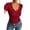 Red, variant on Women Lace V Neck Short Sleeve Top Floral See Through Sheer Blouse T Shirt Casual Ruffle