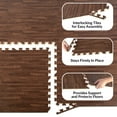 thumbnail image 3 of Stalwart EVA Foam Floor Tiles 6-Pack - 24 SQFT Woodgrain Puzzle Mats, Dark, 3 of 5