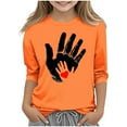 thumbnail image 2 of YUNAFFT T-shirts Imprimés Orange pour Enfants, Manches Courtes, Col Rond, Thème Décontracté de Vacances, 2 of 6