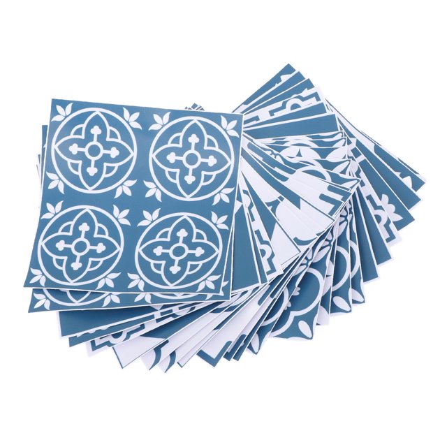 24pcs Tile Sticker Self Adhesive Floral Pattern PVC Waterproof Stickers For Kitchen, Bathroom