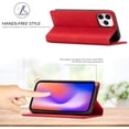 thumbnail image 4 of Case Compatible with iPhone 12 Mini 5.4 inch 2020, Vintage Classic Matte Leather Wallet Case Flip Notebook Style Cover with Magnetic Closure Kickstand Card Slots - Red, 4 of 15