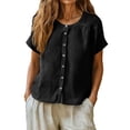 thumbnail image 2 of Kelon Short Sleeve Womens Linen Cotton Tops Vacation Casual Outfits Blouses Dressy Casual Summer Outfits 2026, 2 of 9