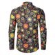 thumbnail image 3 of Camisas De Vestir Para Hombre Camisa floral de ocio con estampado de botones y dobladillo de negocios floral de manga larga para hombre (Blue, XXL), 3 of 5