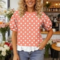 thumbnail image 5 of Fewfanhot Womens Tops Puff Sleeve Crewneck T Shirts Dressy Casual Blouses Spring Outfits Fashion Clothes, 5 of 7
