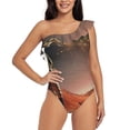 thumbnail image 2 of Picia Astronaut On Mars A Pattern Women's One Piece Swimsuits,One Shoulder Swimwear Asymmetric ,Ruffle Monokinis Bathing Suits,High Waisted Flattering Bathing Suits-XX-Large, 2 of 8