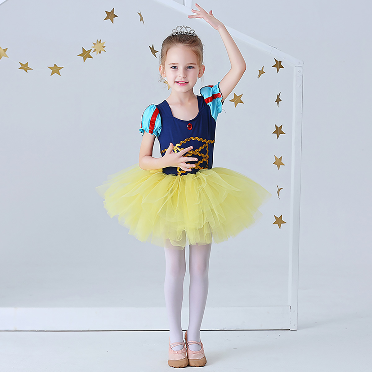 ZNYUNE Girls Flake of Snow Skirted Ballet Dance Leotard Tutu Dress for Kids 3-12 Years