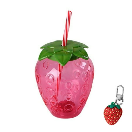 

500ml Milk Coffee With Straw Summer Water Bottle Large Capacity Strawberry Shape