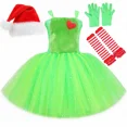 thumbnail image 4 of Disfraz de Grinch para niños, vestido de tutú de monstruo peludo verde brillante para niñas, regalos de Navidad, ropa de fiesta de Navidad para niños, 4 of 5