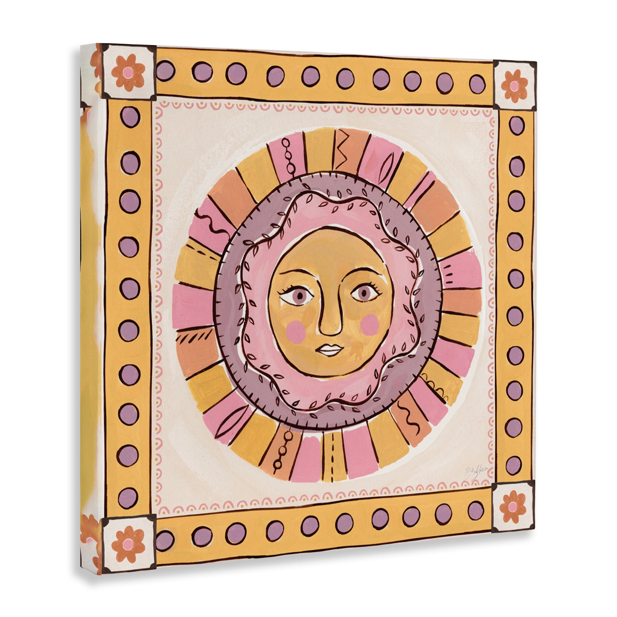 Stupell Industries Pastel Sun Face with Border Canvas Wall Art, design by Two If By Sea Studios
