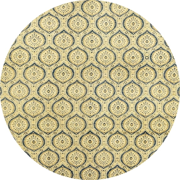 Ahgly Company Indoor Round Abstract Brown Abstract Area Rugs, 5' Round