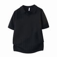 thumbnail image 4 of Men's Old Money Style Ribbed Knit Polo Sweater, Breathable Textured Shirt , Short Sleeve Casual Knitwear for Summer Casual and Daily Wear, Sizes S-2XL Black, 4 of 4