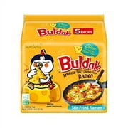 Samyang Buldak Cheese Spicy Hot Chicken Stir-Fried Noodles 4.94oz (Pack of 5) Buldak Cheese 4.93 Ounce (Pack of 5)