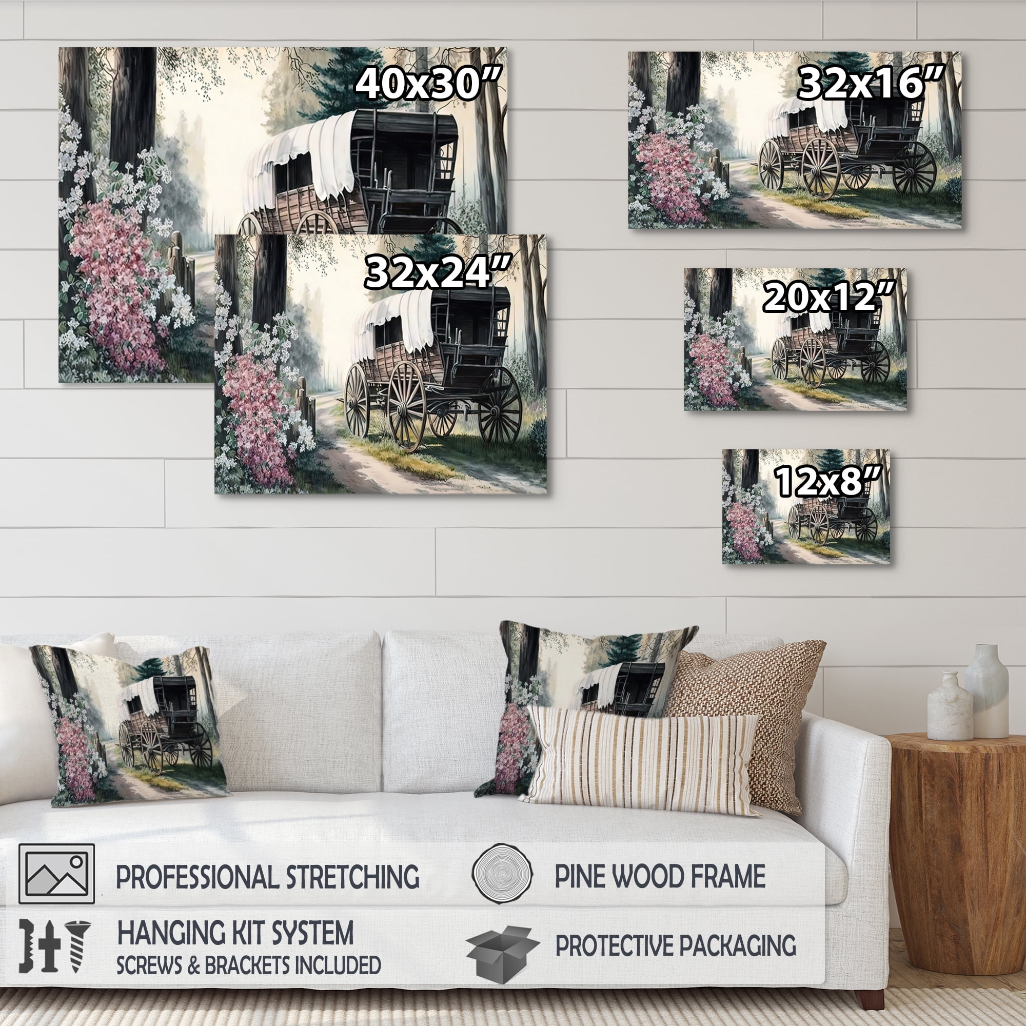 Designart Flower Old Cottage Caravan II Canvas Wall Art