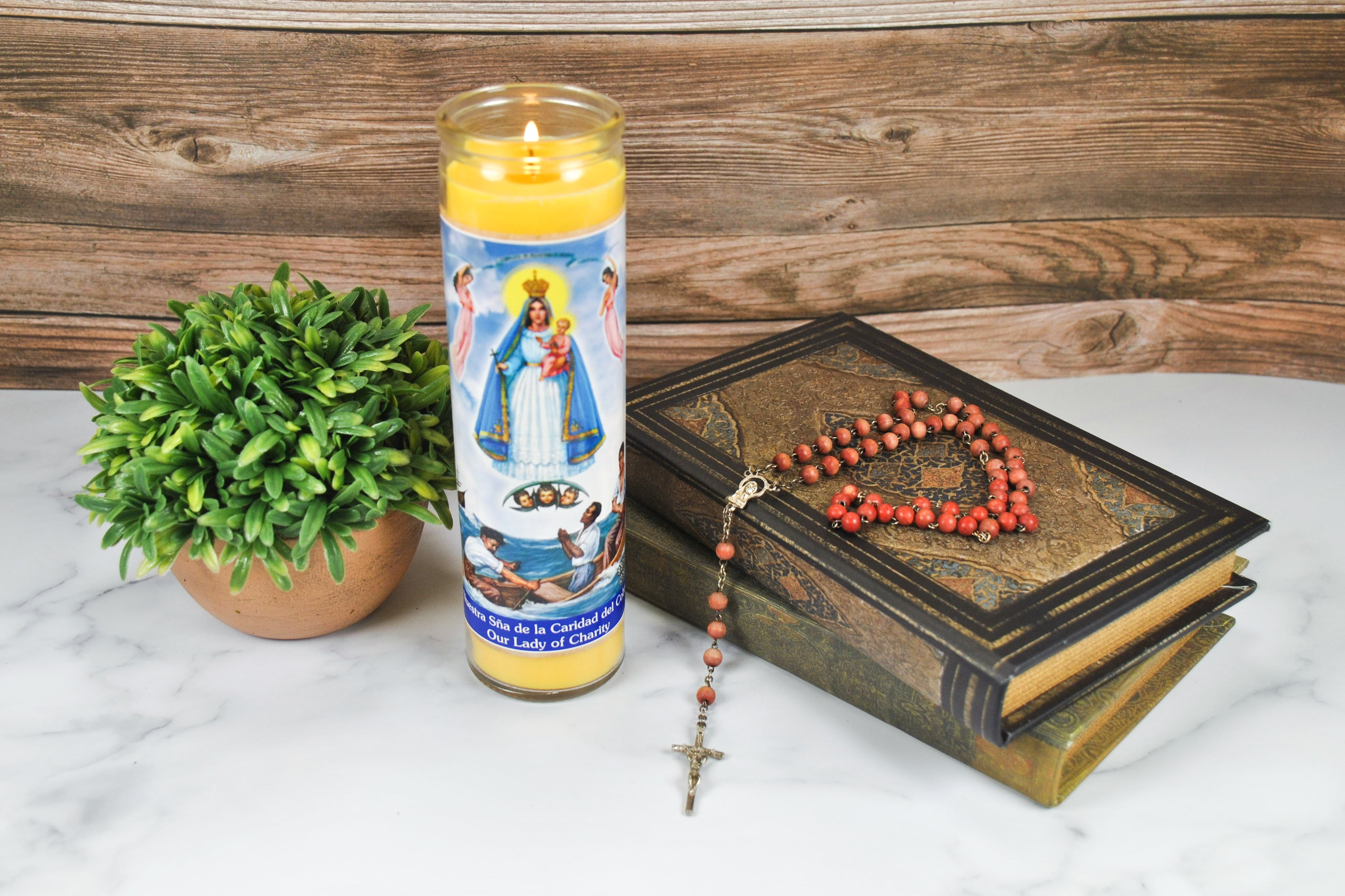 (2 pack) Prayer Candle Caridad Del Cobre Yellow Wax, 8 Inch