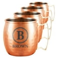 thumbnail image 1 of PERSONALIZED Round Custom Family Name Classic Moscow Mule Mug with Engraved Design and Sturdy Handle Rolled Rim, Hammered Copper Finish 18 oz, Stamp Initial Family, Set of 4, 1 of 6