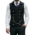 thumbnail image 3 of BVOFAR Mens Double Breasted Vests Business Casual Suit Waistcoats Groomsman Wedding Vests Black XL, 3 of 10