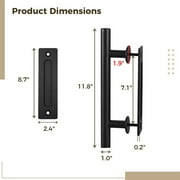Barn Door Handle, Rustic Sliding Door Pull Handle with Mounting Hardware, 12 Heavy Duty Carbon Steel Door Handle for Gates Garages Sheds Cabinets Furniture