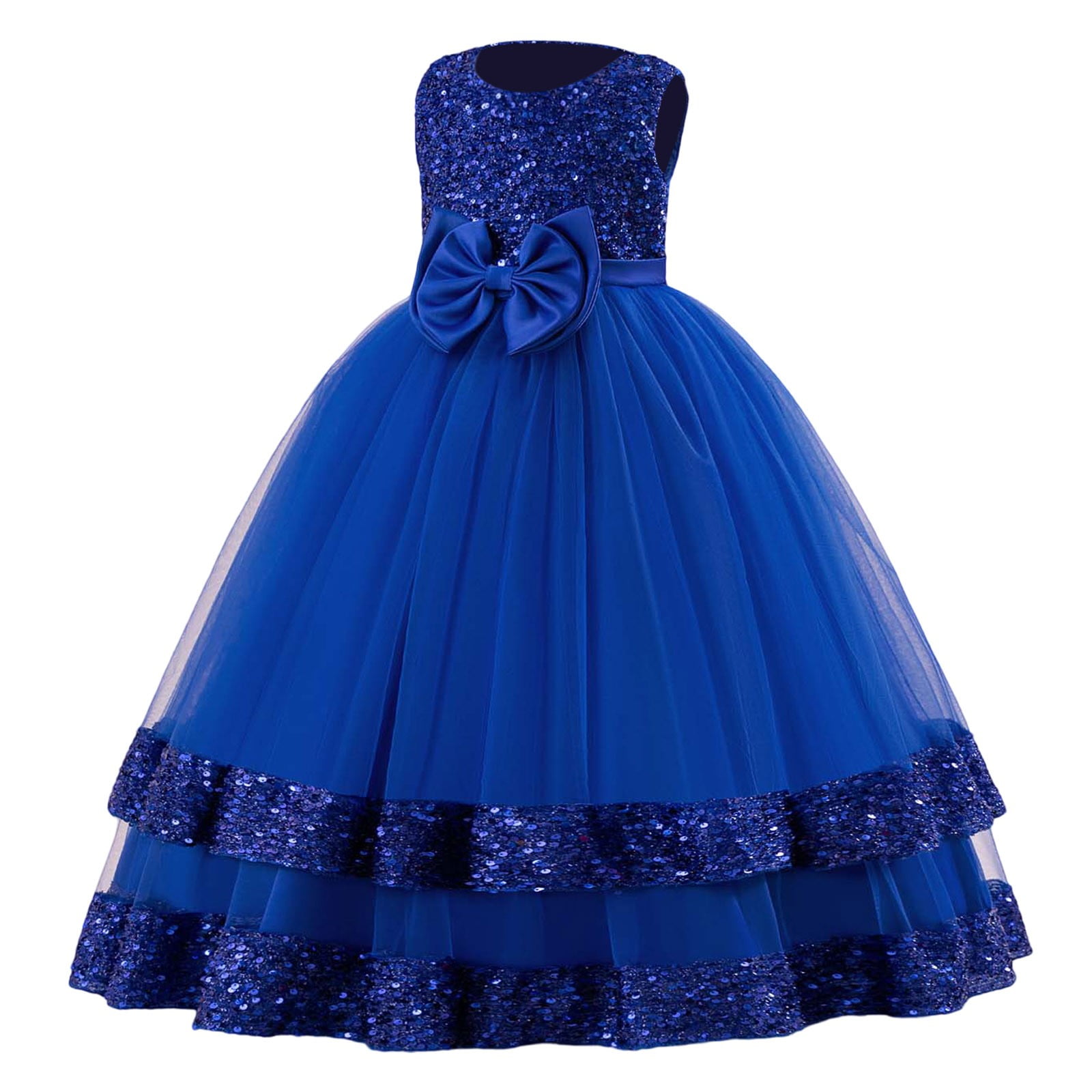 Girls Dresses Kids Girls Sequined Princess Evening Gown Solid