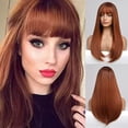 thumbnail image 2 of Long Straight Wig Long Wavy Hair With Bangs Natural Appearance Heat-resistant Synthetic Wig Daily Play Party Suitable For Fashionable Women A1, 2 of 8