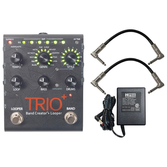 Pedal Loop Digitech Trio+ Negro con Cables y Fuente de Alimentación
