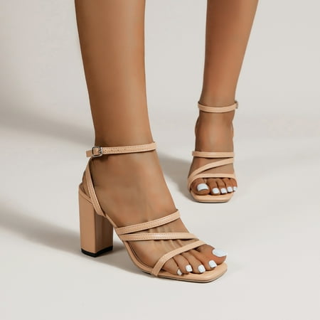 

Women‘s Buckle Detail Chunky Heeled Ankle Strap Sandals