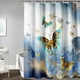 thumbnail image 3 of Butterfly Shower Curtain,Gold Butterfly Bath Curtain Gifts for Women,Butterfly Polyester Waterproof for Bathroom with 12 Plastic Hooks 72" W*72" H, 3 of 6