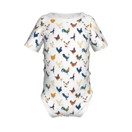 

Adobk Various Rooster Print Baby Climbing Clothes Jumpsuit Rompers Classic Rompers Child Short sleeve Bodysuits-3 Months