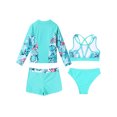 thumbnail image 4 of dPois Kids Girls 4pcs Sun Protection Rash Guard Swimsuits Summer Beach Water Play Surf Bathing Suit Light Green 6, 4 of 7