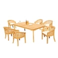 thumbnail image 3 of Grade-A Teak Dining Set: 6 Seater 7 Pc: 60" Rectangle Table And 6 Lenong Arm Chairs Outdoor Patio WholesaleTeak #51LN1307, 3 of 4