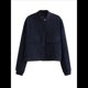 thumbnail image 1 of Chaqueta con Botones y Hombros Caídos para Mujer, Abrigo Corto y Prendas de Abrigo Azul Marino M, 1 of 10