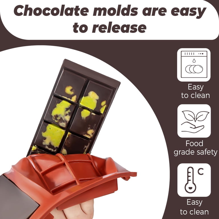 Webake Deep Chocolate Bar Mold Dubai, 2-Cavity Silicone