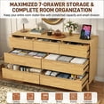 thumbnail image 4 of 55" Solid Wood 7-Drawer Dresser with Power Outlet & USB Ports, Mid-Century Modern Pine Wood Chest of Drawers, Large Storage Cabinet for Bedroom/Living Room/Hallway, Natural, 4 of 11