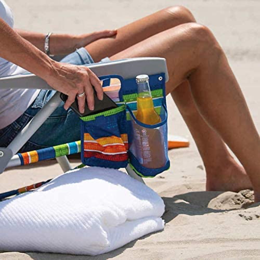 Tommy Bahama Striped Beach Chair with Insulated Cooler and Storage Pouch