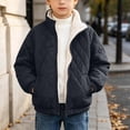 thumbnail image 2 of Boys Sherpa Lined Quilted Jacket,Winter Warm Diamond Pattern Stand Collar Coat with Pockets,Thick Fleece Zip-Up Outerwear, 2 of 7