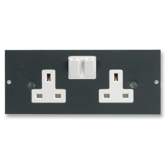 POWERDATA TECHNOLOGIES - 2x Switched UK Sockets for 2/3 Compartment Floor Boxes