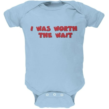 I Was Worth The Wait Light Blue Soft Baby One Piece