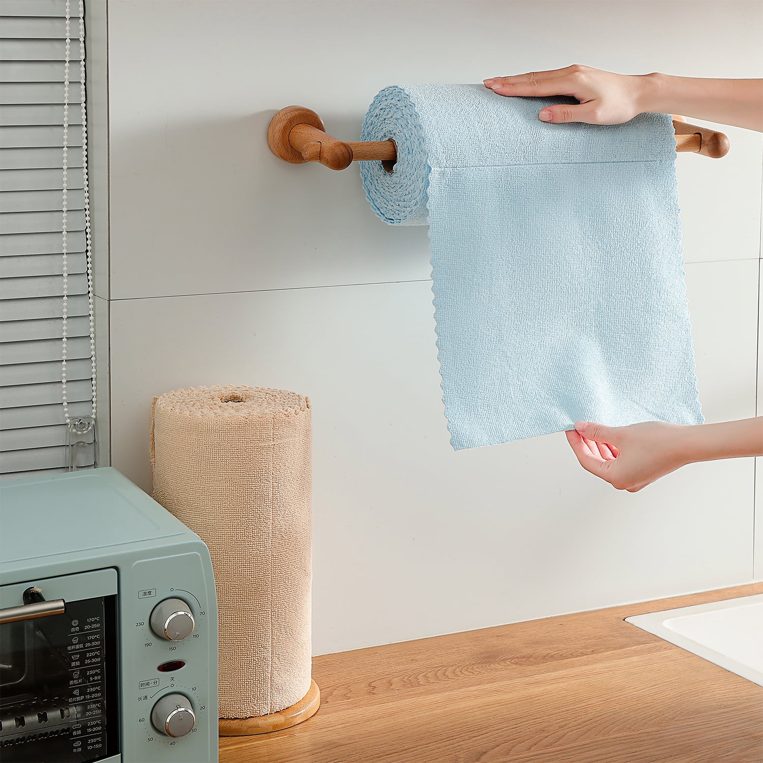 Beartech 80 Pack Microfiber Kitchen Towels Cleaning Cloth Roll,Lint Free Rags & Tear Away Reusable Towels,Washable Shop Rags,Ultra Absorbent Dish Rags for Car Kitchen Window Garage-Blue