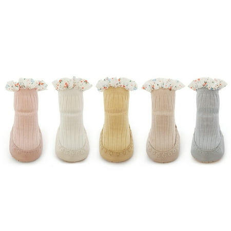 

Baby Girls Socks Shoes Cute Flower Patchwork Non-slip Floor Slippers