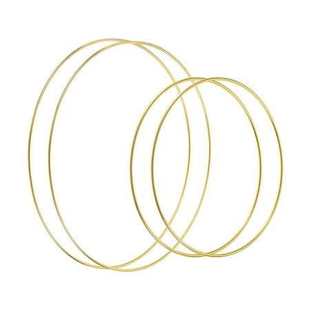 

Uxcell 150mm(5.91) 300mm(11.8 ) OD Metal Craft Hoops Rings Iron Gold Tone 4 Pack
