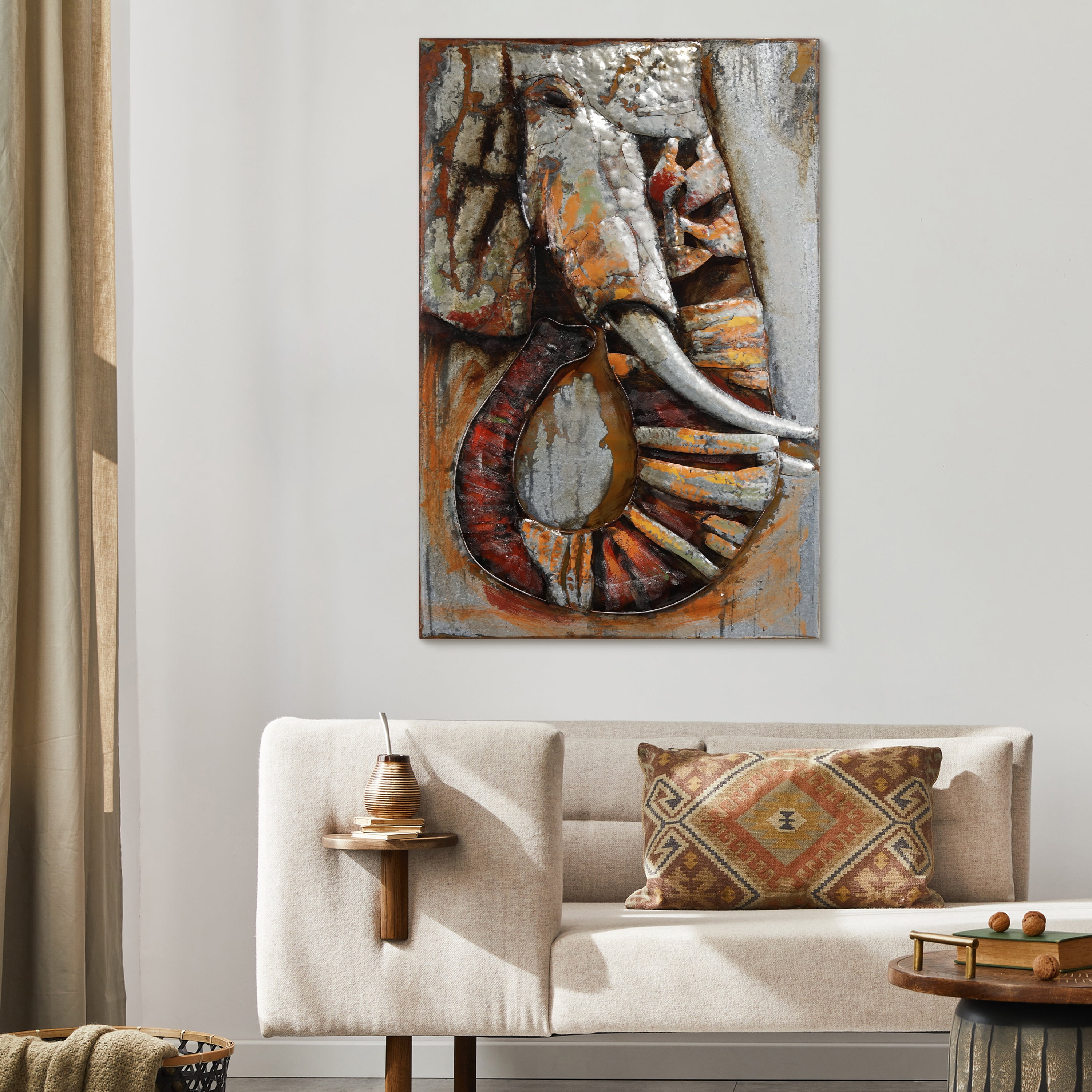 Empire Art Direct Elephant Hand Painted 3D Metal Wall Art, 60" x 40" x 2.8", Ready to Hang