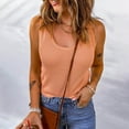thumbnail image 2 of asdoklhq 2026 Summer Fall Womens Tops under $5 Women Sexy Casual Slim Fit Round-Neck Ribbed Sleeveless Solid Cami Tank Tops Shirts Orange XXXL, 2 of 5