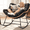 Black, variant on HABUTWAY Outdoor Rocking Chair with Thick Cushion, Comfy Rattan Rocker Egg Chair Indoor with Straps, Patio Rocking Chair 450lbs for Garden, Balcony, Lawn, Backyard, Living Room, Bedroom, Dark Gray