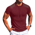 thumbnail image 2 of Mens Casual Manga Corta Botón Abajo Camisas Cuello Redondo Sólida Camisa de Parche para Al Aire Libre, Casual, Uso Diario, 2 of 7