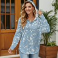 thumbnail image 3 of DISNIMO Flower Printed Hoodies for Women Long Sleeve Sweatshirts Waffle Pullover Tops for Fall Winter, S, 3 of 7