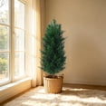 thumbnail image 3 of Artificial Faux Conifer Topiary Tree, Realistic 4ft Potted Cedar for Front Porch, Patio, Indoor/Outdoor Holiday & Christmas Decor, 3 of 6