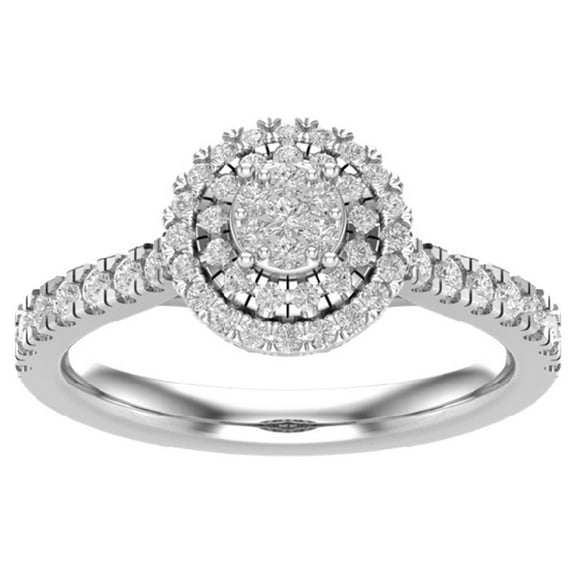 Araiya Sterling Silver Diamond Halo Band Ring (5/8 cttw, I-J Color, I2-I3 Clarity), Size 7