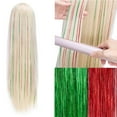 thumbnail image 2 of Benehair Hair Tinsel 48" 400 Strands Sparkling Party Tinsel Hair Extensions Highlights Red/Green Synthetic Hair Streak Bling, 2 of 7