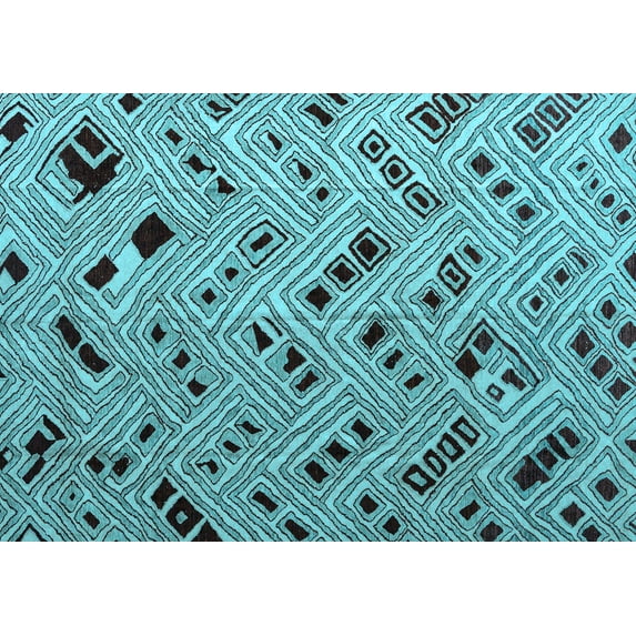 Ahgly Company Indoor Rectangle Abstract Light Blue Modern Area Rugs, 5' x 8'