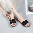 thumbnail image 1 of Womens Glitter Bling Fancy Slide Flat Low Wedge Sparkle Sandals Shoes, 1 of 7