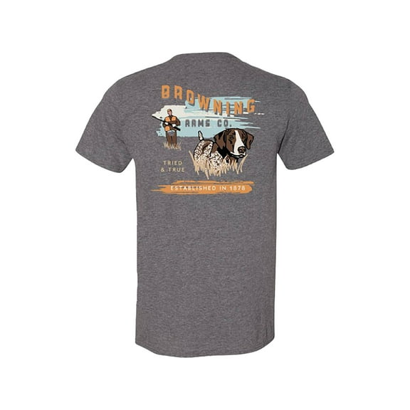 Browning Men's Browning Bird Dog Short Sleeve T Shirt Graphite Heather Medium